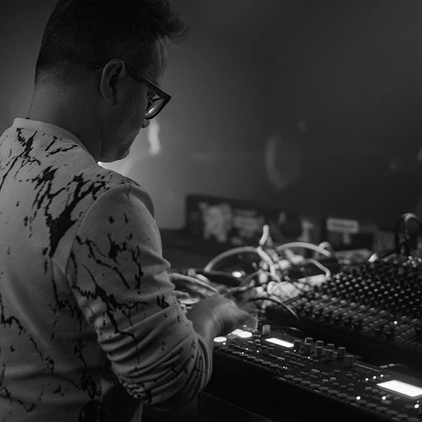 behind Insect O. performing on his synthesizers