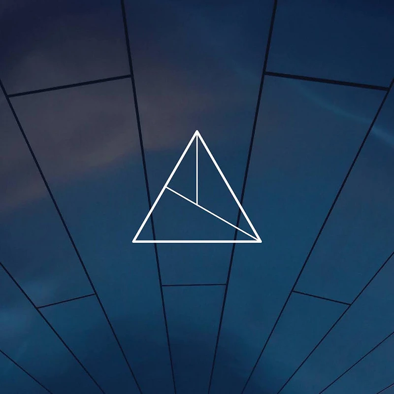 Artwork for Bourn Dub with blue computer graphic and thin lines and triangles